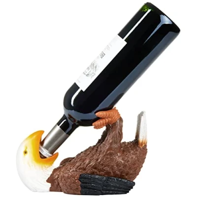 Abbildung von BRUBAKER Weinflaschenhalter durstiger Adler Flaschenhalter Trinkende Tiere Flaschenständer lustig Vogel Deko Figur Handbemalt Bar Weinzubehör Witzige Dekoration Wein Geschenk