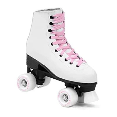 Abbildung von SMJ sport Damen Klassische Retro Rollschuhe ABEC7 Kugellager Mint Rosa Mädchen Classic Roller Skates Inliner Inlineskates Gr. 35, 36, 37, 38, 39, 40, 41 (Weiß/Rosa, 37)