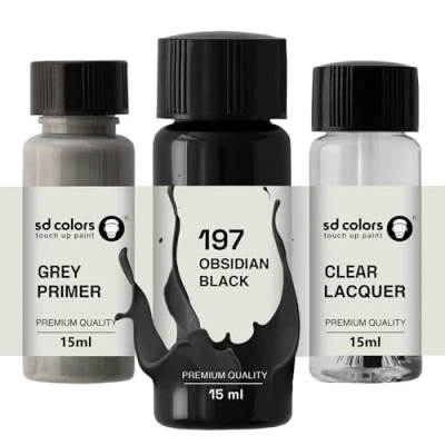 Abbildung von SD COLORS Obsidian Black 197 Ausbesserungslack, 15 ML, Reparatur Pinsel, Farbcode Schwarz (Farbe + Lack Grundierung)