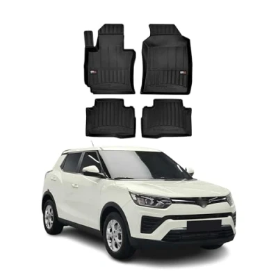 Abbildung von Fußmatten Gummimatten kompatibel mit SsangYong Tivoli 2015 2023 OMAC Premium 3D Schwarz TPE Gummi