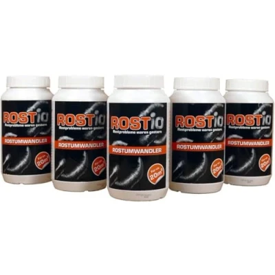 Abbildung von Rostio Rostumwandler &amp; Grundierung Hocheffektiver Rostkonverter mit Pinsel 1 Liter (5 er Set)