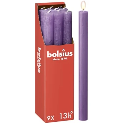 Abbildung von Bolsius Abendkerze Rustikal Vibrant Violet 27 cm 9 Stück