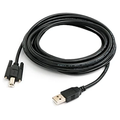 Abbildung von System S USB 2.0 Kabel 5 m Typ A Stecker zu B Adapter Schraube in Schwarz