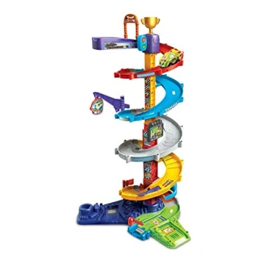 Abbildung von Vtech TUT Baby Flitzer 2 in 1 Turboturm Großes Turm Spielset mit Aufbaumöglichkeiten, Turborenner, Weichen, Falltür U.V.M Für Kinder von 5 Jahren, Mehrfarbig