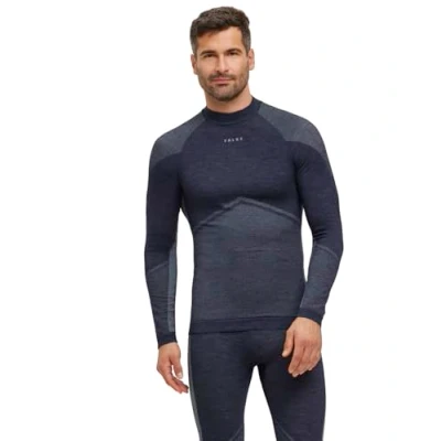 Abbildung von FALKE Herren Baselayer Shirt Wool Tech Round Neck M L/S SH Wolle Funktionsmaterial schnelltrocknend 1 Stück, Blau (Space Blue 6116) Trend, L