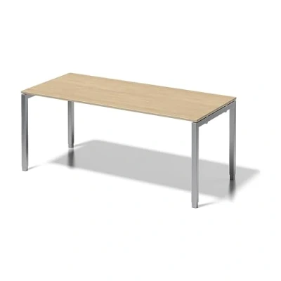 Abbildung von BISLEY Cito Schreibtisch, 650 850 mm höheneinstellbares U Gestell, Metall, Mp355 Dekor Ahorn, Gestell Silber, 80 x 180 85 cm