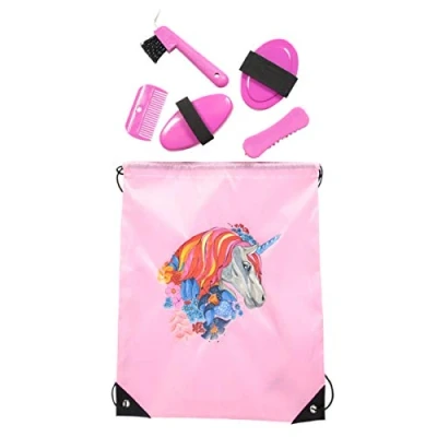 Abbildung von PFIFF 102790 Putzset, Putzbeutel Putztasche befüllt, Pferdeputzset Pferdepflege, Pink