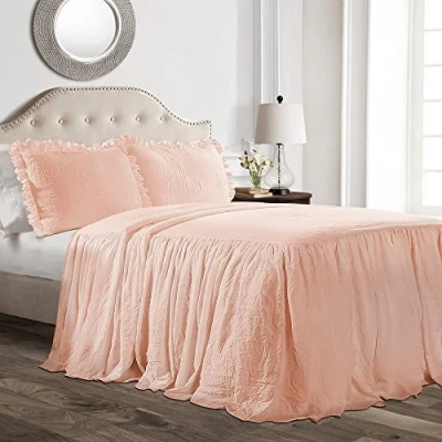 Abbildung von Lush Decor Tagesdecke mit Rüschenrock, Polyester, Blush, Twin
