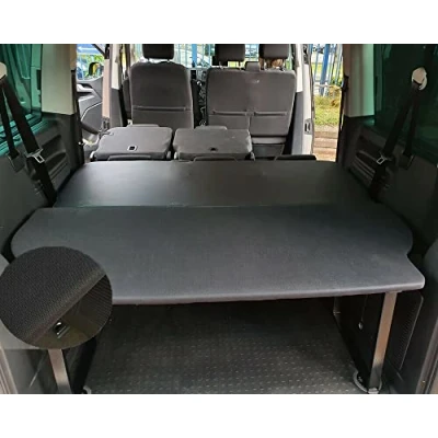 Abbildung von BREMER SITZBEZÜGE Multiflexboard kompatibel mit VW T5 T6 T6.1 Transporter Caravelle Kurzer Radstand Bettverlängerung Camper TSPUni/Höhe 51cm inkl. Konsolen/in Farbe: Uni Schwarz TSP
