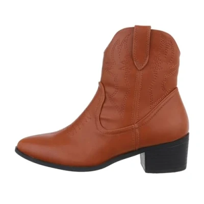 Abbildung von Ital Design Damen Cowboyboots Western Westernstiefelette Blockabsatz &amp; Bikerboots in Camel