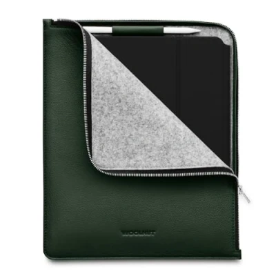 Abbildung von WOOLNUT Leder Folio Case Hülle Tasche für iPad Pro 13 Zoll und Air Grün