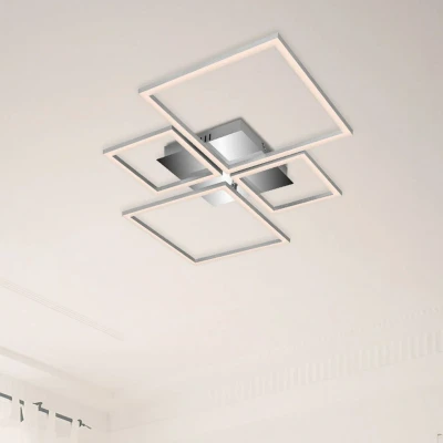 Abbildung von Briloner Leuchten LED Deckenleuchte 3093018 FRAME, CCT über Fernbedienung, Nachtlichtfunktion, Timerfunktion, fest integriert, Kaltweiß, Neutralweiß, Tageslichtweiß, Warmweiß, Deckenlampe, 75x46,7x7,5cm, Chrom Alu, 38W, Wohnzimmer, Schlafzimmer