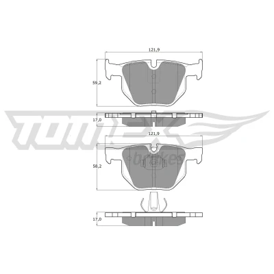 Abbildung von TOMEX brakes TX 15 24 Bremsbelagsatz Hinterachse für Verschleißwarnanzeiger vorbereitet BMW: X5, X6
