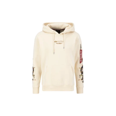 Abbildung von Alpha Industries Dragon EMB Hoody Sweatshirt, Herren, Größe: Medium, Jet stream white