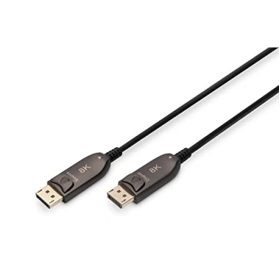 Abbildung von DIGITUS Displayport AOC Hybrid Glasfaserkabel 1.4 8k/60Hz UHD II vergoldete Kontakte 10m schwarz