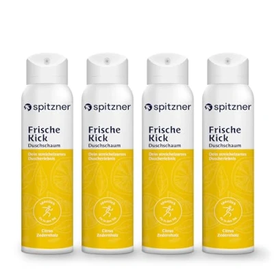 Abbildung von Spitzner Duschschaum Citrus Ceder (4 x 50 ml) Spritzig holzige Wellness Dusche für langanhaltendes Frischegefühl, vitalisierend, sanft reinigender Schaum, hautverträglich und vegan