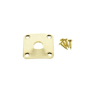 Abbildung von KAISH Northwest Guitars Jackplate für Gibson Les Paul, gebogene Unterseite, quadratisch, Metall, goldfarben