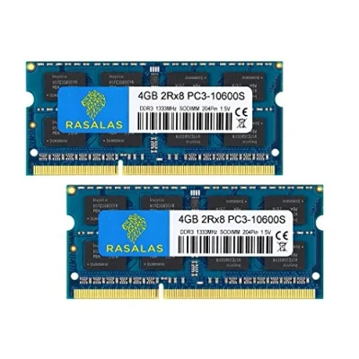 Abbildung von Rasalas 8GB Kit (2x4GB) PC3 10600 DDR3 1333 MHz SODIMM Arbeitsspeicher Upgrade für AMD Intel Laptop, MacBook Pro, iMac, Mac Mini