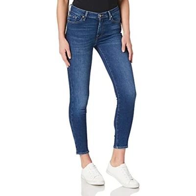 Abbildung von 7 For All Mankind Damen Hw Skinny Crop Mid Blue Jeans, Blue, 27W 30L EU