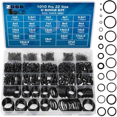 Abbildung von ZDBB 1010 Stück Gummi O Ringe Set, 22 Größen, Universal Nitril NBR Unterlegscheiben Dichtungs Sortiment für Automobil Wasserhahn, Druckleitungen, Luft oder Gasanschlüsse, öl und hitzebeständig