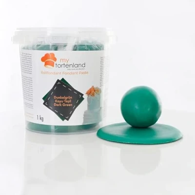 Abbildung von Zuckerteig Rollfondant Zuckermasse Fondant 1 5kg 26 Farben Perfekt zum Modellieren von Figuren und Dekorationen Halal &amp; Koscher (Dunkelgrün kg)