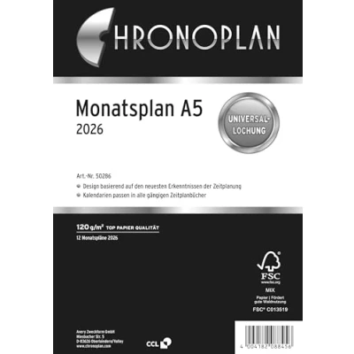 Abbildung von Chronoplan Monatsplan A5 Kalendarium 2026