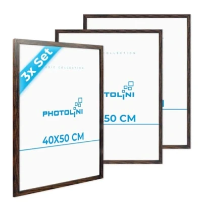 Abbildung von PHOTOLINI Bilderrahmen 3er Set, stabiles MDF Holz, mit Acrylglas, extra Zubehör