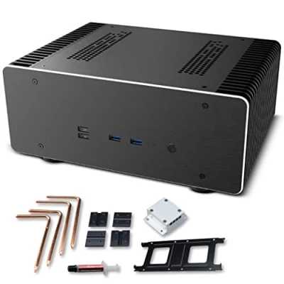 Abbildung von Akasa Maxwell Pro Plus, Aluminium Fanless Mini ITX Case, LGA1700 Ready, Thermal Kit Included, Small Form Factor Computer Chassis for Gaming &amp; HTPC Audiophile Environments, A ITX48 M2B