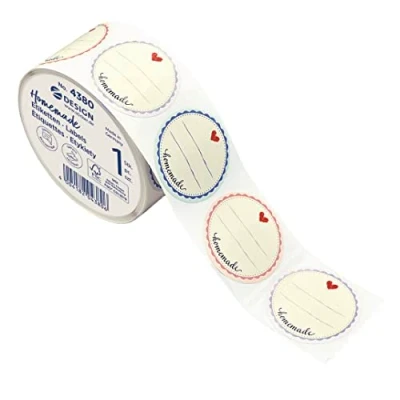 Abbildung von AVERY Zweckform Marmeladen Etiketten selbstklebend 600 Stück (Made in Germany, Ø38 mm, Aufkleber Marmeladenglas, Einmachen, runde ablösbar, Homemade, beschriftbar) Sticker auf Rolle, 4380