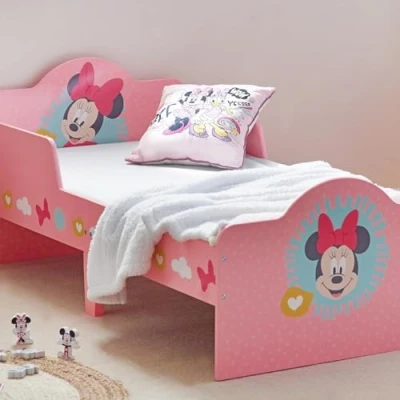 Abbildung von Disney Classic Minnie Maus Kleinkindbett, stabile Holzwerkstoff Konstruktion, geschützte Seiten, Holzlatten, passend für 140 x 70 cm große Matratze (Matratze nicht im Lieferumfang enthalten)