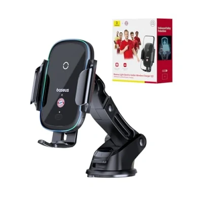 Abbildung von Baseus Qi handyhalterung Auto mit ladefunktion, 15W Schnellladung, Automatische Klemmung &amp; EIN klick Lösung, Ladegerät für iPhone 16 Pro Max 15 Plus 14 13 12, Cluster Schwarz