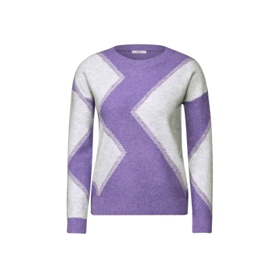 Abbildung von Cecil Gemusterter Strickpullover, Damen, Größe: Large, Lila