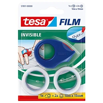 Abbildung von Tesa Klebefilmabroller tesafilm 19mmx10m 2 Rollen matt unsichtbar rot/