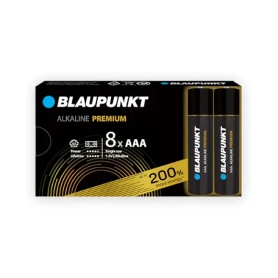 Abbildung von BLAUPUNKT Premium AAA Alkalibatterien Packung mit 8, am besten für Gamecontroller und Spielsachen, LR03BPR/8CB