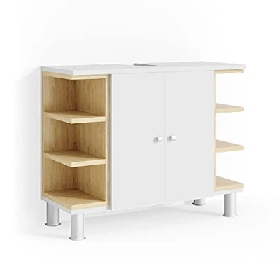 Abbildung von Vicco Waschbeckenunterschrank Aquis, Weiß/Sonoma, 79,6 x 64 cm