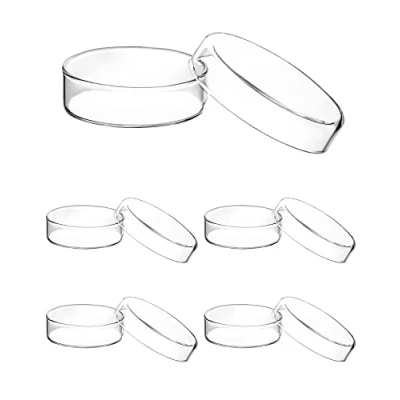 Abbildung von QWORK® Glas Petrischalen mit Deckel, Hochborosilikatglas Sterilisierte Petrischale für Laborkultur, 60mm x 18mm, 5 Stück