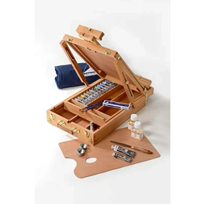Abbildung von MAIMERI CLASSICO Ölfarben Set mit 15 x 20 ml Aluminiumtuben inkl. Zubehör im Staffeleikoffer