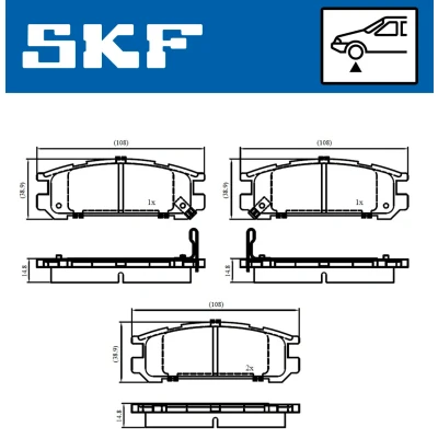 Abbildung von SKF VKBP 80457 Bremsbelagsatz nicht für Verschleißwarnanzeiger vorbereitet SUZUKI: Samurai SUV, SUV Cabrio