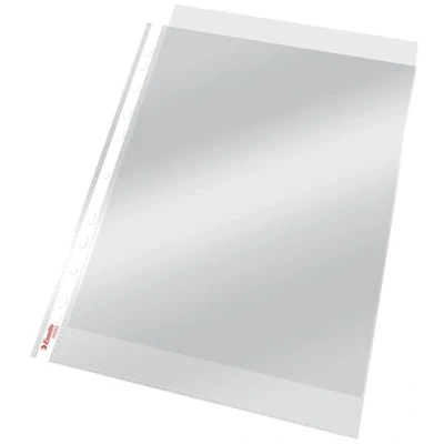 Abbildung von Esselte Standard Prospekthüllen Set, 100 Stück, A4 Format, Farblos mit glänzender Oberfläche, Obere Öffnung, 0,055 mm PP Folie, 56066