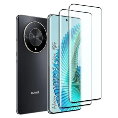 Abbildung von Fyqzio[2 Stück Gehärtetes Glas Schutzfolie kompatibel mit Honor magic 6 Lite 5G und Kamera,Keine Blasen,9H Härte,Anti Scratch,3D Curved,HD Displayschutz für