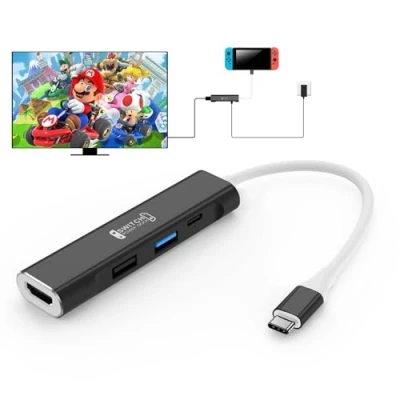 Abbildung von RREAKA Switch Dock for Nintendo OLED, 4 in 1 TV Adapter with 4K HDMI, USB 3.0 Port, Type C 100W Charging, Portable Docking Station Travel, Samsung Dex S24, MacBook