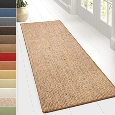 Abbildung von Floordirekt Sisal Teppich Sylt Wohnteppich oder Läufer Hochwertiges Qualitätsprodukt Erhältlich in vielen Farben &amp; Größen Langlebig strapazierfähig (66 x 100 cm, Kork)