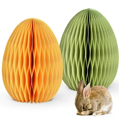 Abbildung von matches21 HOME &amp; HOBBY Osterdeko Ostereier zum Hinstellen gelb grün Set Dekofiguren Ø 11 x 15 cm als Frühlingsdeko aus Papier