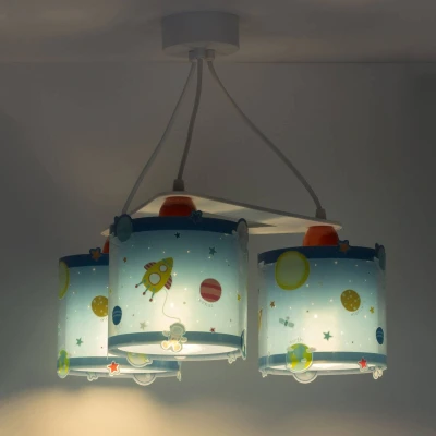 Abbildung von Dalber kinderlampe Pendelleuchte Hängelampe 3 Leuchten Planets Planeten Raum, Blau