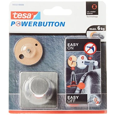 Abbildung von 4 x Tesa Powerbutton Haken Classic eckig chrom matt