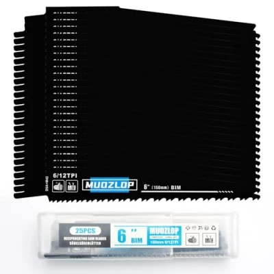 Abbildung von MUOZLOP 25 Pack 6 inch Säbelsägeblätter Set，6/12 TPI Sägeblätter für Säbelsäge，für Holz/Metall (25, 6/12TPI 150mm)