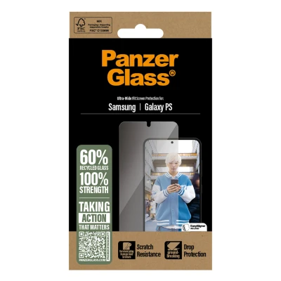 Abbildung von Samsung Galaxy S25 Edge Panzerglas PanzerGlass Privacy Ultra Wide Fit Anti Bacterial Screenprotector incl. applicator