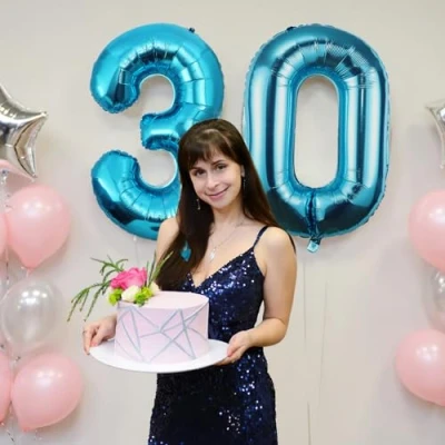 Abbildung von 30 Geburtstag Deko zahlen luftballon jahre Folienballon Blau für 30. Geburtstagsdeko Männer Frauen Ballon Zahl zum fliegt mit Helium 30.Geburtstagsparty 40&quot; 101cm