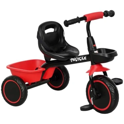 Abbildung von AIYAPLAY Dreirad Kinderdreirad Kinderfahrrad mit Beckengurt Pedalen, Fahrradkorb, für Kinder 2 5 Jahre