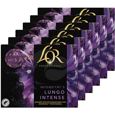 Abbildung von L&#039;OR Suprême Lungo Intense 5, Kaffeekapseln Nespresso®* Pro kompatibel, Großpackung (6x50 Kaffeepads), Intensität 5/10